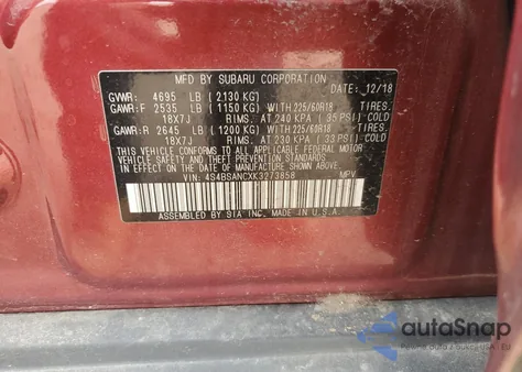 2019 Subaru Outback 2.5I Limited from USA, damaged, VIN 4S4BSANCXK3273858